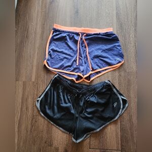 Pro Player Women's Athletic Shorts - Navy and Black with Orange and Gray Trim.